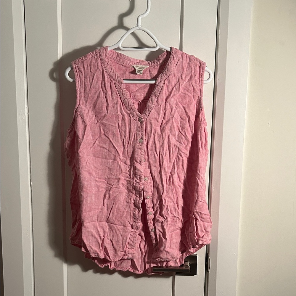 Vintage Weatherproof Pink Button-Down Tank Top